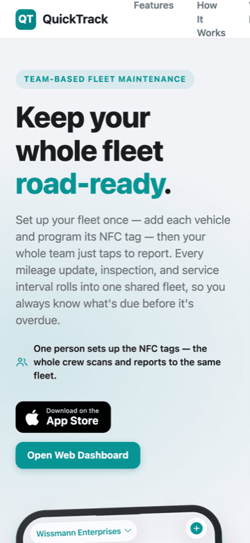 Fleet Maintenance Tracker on mobile