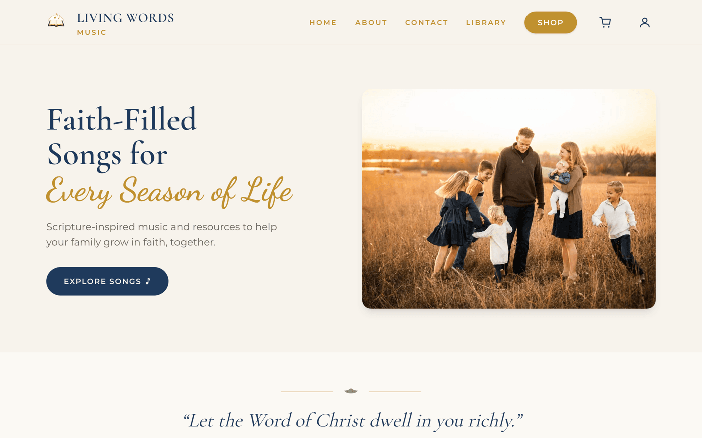Living Words Music — desktop view